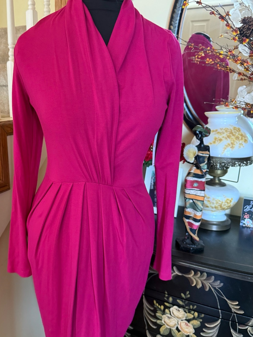 Karen Kane Fuchsia Long-Sleeve Draped Wrap Dress - Women - Picture 5 of 17